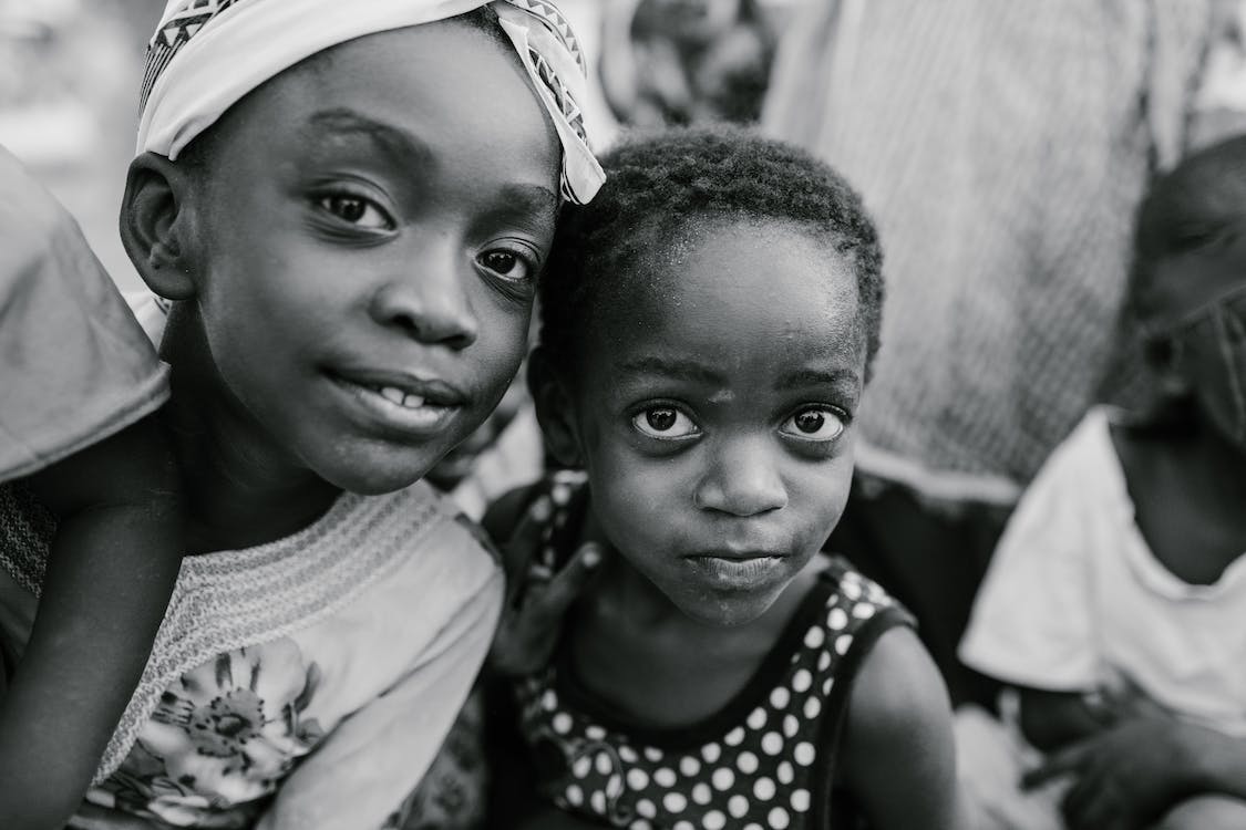 Black and white portrait of children